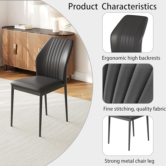 45.3" Round Dining Table Set for 4, Wooden Round Dining Table with Chairs for 4-6 Person, w/Metal Legs, Coffee Table for Kitchen Dining Room, Living Room, Office