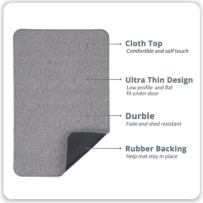 Bath Mat,Ultra Thin Bathroom Rugs,Rubber Bath Mats for Bathroom,No Slip Bath Rugs,Quick Dry,Machine Washable,Low Pile,Absorbent,Shower Outside,Sink,Home Decor Accessories.Grey,1'5"x2'3"(17x27Inch)