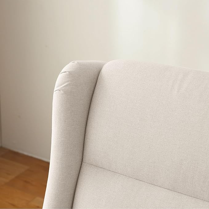 High Back Living Room Chairs, Fabric Accent Chair, Comfy Upholstered Armchair with Wooden Legs for Living Room, Bedroom, Apartment (1, Beige)