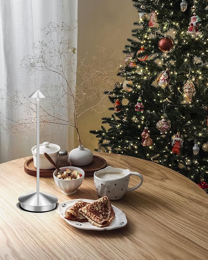 Portable Led Cordless Lamp Table Light 2 Pack, Rechargeable 6000mAh Battery Outdoor Table Lamp for Dinning Restaurant Patio Bedroom Camping, IP54 Waterproof, Dimmable