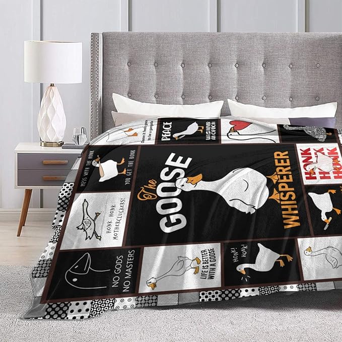 Funny Goose Blanket Soft Cozy Cute Goose Plush Throw Blanket Warm Lightweight Flannel Fuzzy Fleece Goose Stuff Animal Decor Blanket Gifts for Lovers Girls Boys Kids Adults Women Bed Travel 40"x50"