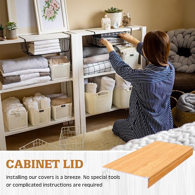 Hoolerry 5 Pcs Wire Shelf Covers Foamed PVC Wire Rack Covers for Removable Closet (Not Wood) Pantry Shelves for Cabinet Bathroom Kitchen Shelving Decoration(Wood Color,38x16inch)