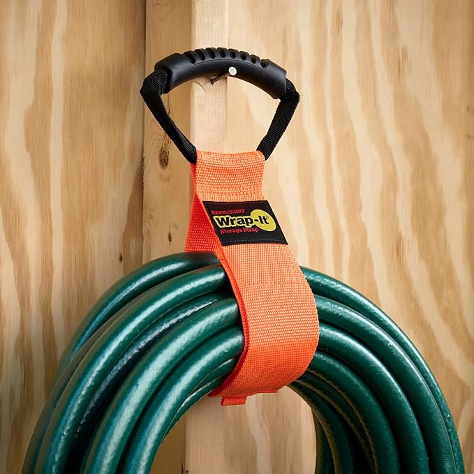 Easy-Carry Wrap-It Storage Straps - 22” (2-Pack) Blaze Orange – Heavy-Duty Hook and Loop Cord Carrying Strap, Hanger, and Organizer with Handle for Pool Hoses, Garden Hoses, Cords, Cables and More