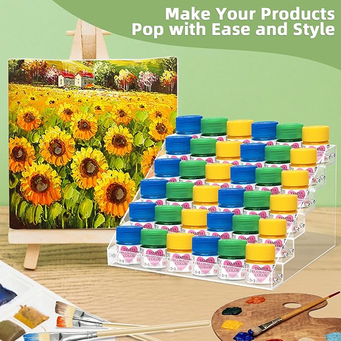 Nail Polish Organizer, 6 Tiers Acrylic Paint Rack, Clear Display Holder Storage for Ink Gel Nail Polish Sunglasses Essential Oil Holds up to 54-72 Bottles