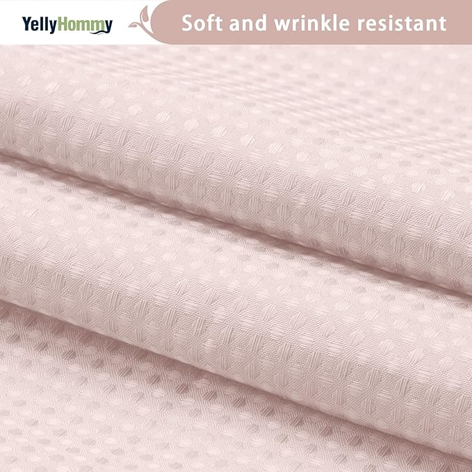 YellyHommy No Hook Shower Curtain with Snap in Liner Set Less Time Waffle Shower Curtain for Bathroom 75" L x 72" W Pink