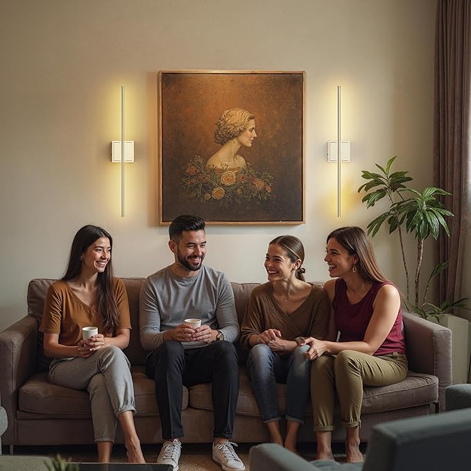 DORESshop Battery Operated Wall Sconces Set of Two with Remote Control, Rechargeable Wall Sconce, 350°Rotate Dimmable Wireless Wall Sconce for Living Room, Hallway, Bedroom, 28.1 Inch, Nickel(2 Pack)