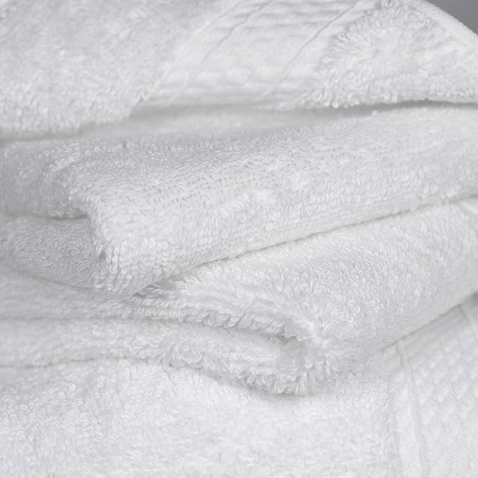 Superior Egyptian Cotton Pile 6 Piece Towel Set, Includes 2 Bath, 2 Hand, 2 Face Towels/Washcloths, Ultra Soft Luxury Towels, Thick Plush Essentials, Guest Bath, Spa, Hotel Bathroom, White