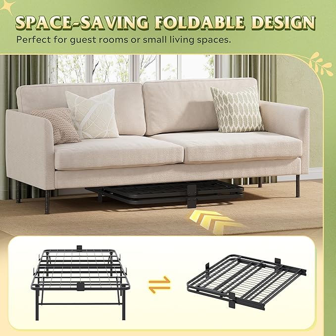 WLIVE Foldable Twin Bed Frames, Metal Platform Bed Frame Twin Size with Heavy Duty Steel Slats, No Box Spring Needed, Easy Assembly, No Noise, Black