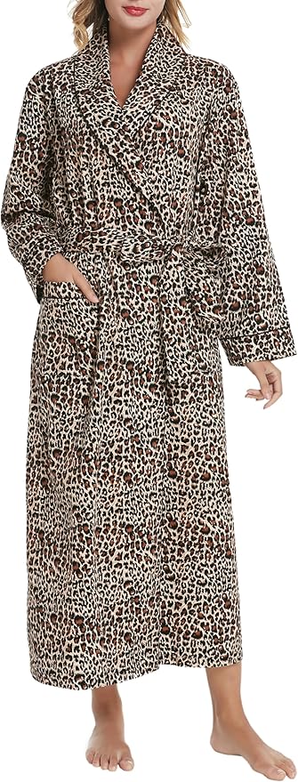 Lavenderi Women’s 100% Cotton Long Kimono Lounge Bathrobe Robe, Ladies Loungewear for Spa