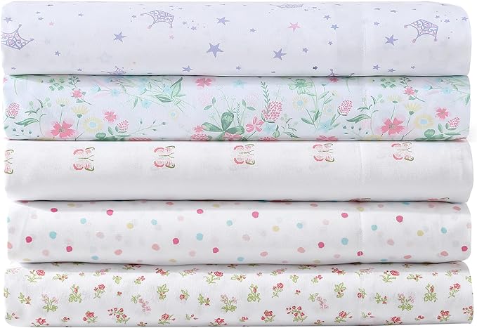 Laura Ashley Kids - Full Sheets, Soft Wrinkle-Resistant Toddler Bedding Set, Fun & Whimsical Bedroom Decor, Ideal Girl Room Essentials (Dancing Stars Purple, Full)