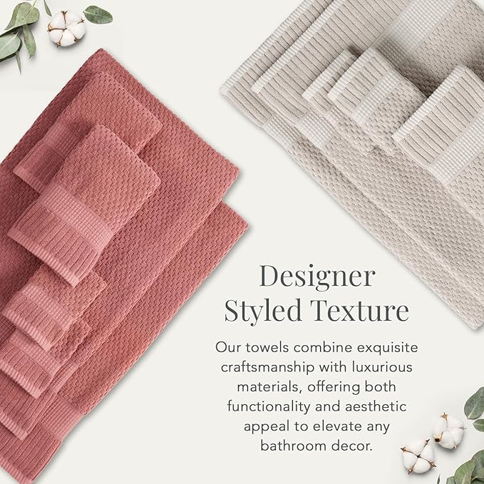 NY Loft 100% Cotton Hand Towel 6 Pack | Super Soft & Absorbent Quick-Dry Hand Towels 16" x 28" |Textured and Durable Cotton | Trinity Collection (6 Pack Hand Towel, Quiet Grey)