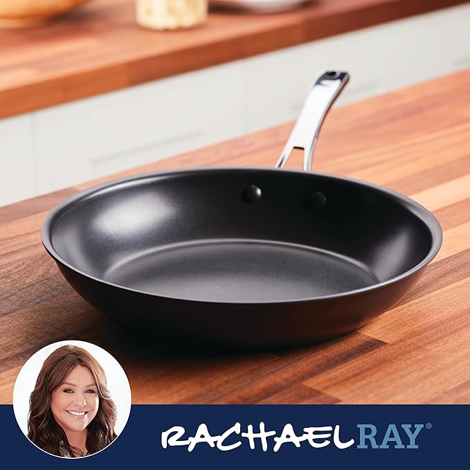 Rachael Ray Cook + Create Hard Anodized Nonstick Frying Pan/Skillet, 12.5 Inch - Black