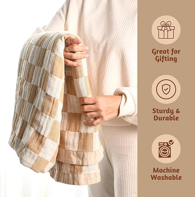 Folkulture Throws for Couch 50" x 60", 100% Recycled Cotton Couch Blanket for Chair, Throw Blanket for Couch or Bed Throws for Sofa, Boho Throw Blankets.