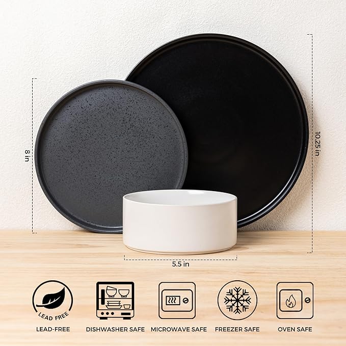 GBHOME Ceramic Dinnerware Sets for 8, Stoneware Plates and Bowls Sets,Chip and Scratch Resistant Dishes,Dishwasher & Microwave& Oven Safe Dishes sets,Reactive Glaze-Colorful