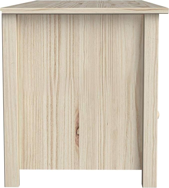 Handcrafted Solid Oak TV Stand Entertainment Center - Elegant Unfinished Media Console with Spacious Storage Drawers & Open Shelves - Sturdy Wood Cabinet Fits TVs up to 55 Inches