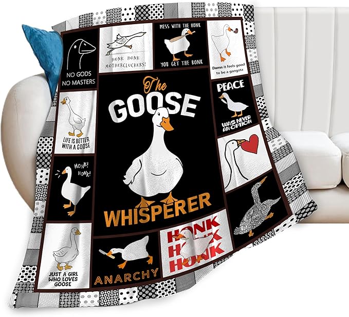 Funny Goose Blanket Soft Cozy Cute Goose Plush Throw Blanket Warm Lightweight Flannel Fuzzy Fleece Goose Stuff Animal Decor Blanket Gifts for Lovers Girls Boys Kids Adults Women Bed Travel 50"x60"