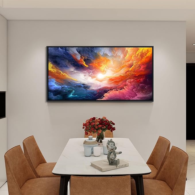 Pogusmavi Framed Colorful Wall Art | Abstract Canvas Art | Pictures for Living Room Wall Decoration | Contemporary Home & Office Decor | Colorful Large Wall Art | Bedroom Decor Aesthetic 24×48in