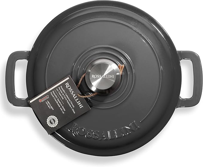 Signature Enameled Cast Iron Dutch Oven, Non-Stick Serving Pot with Tight Fitting Lid for Perfect Roasting, Baking, Sauteing, and Bread Making | 2Q (1.9L) - Oyster Grey