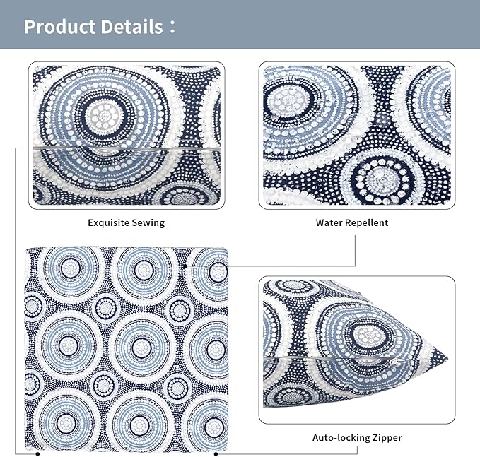 Outdoor Throw Pillow Covers 18”x18”, Decorative Pillow Covers for Patio Furniture, Modern Cushion Cases for Garden Couch Home Sofa Bed Office Chair, Pack of 2,Lagoon Multi