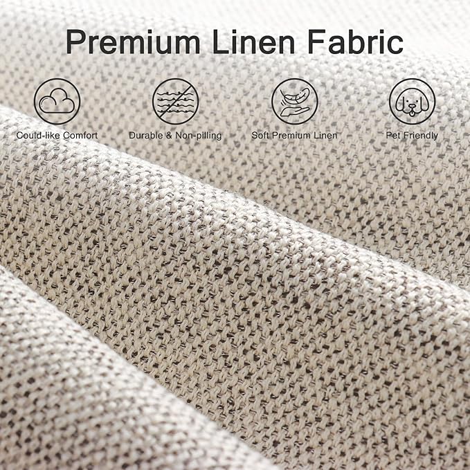 ELUCHANG 47" W Oversized Accent Chair, Linen Fabric Modern Chair with Deep Seat, Washable Covers, Comfy Upholstered Large Chair Armchair Sofa Chair Reading Chair for Living Room Bedroom Office,Oatmeal