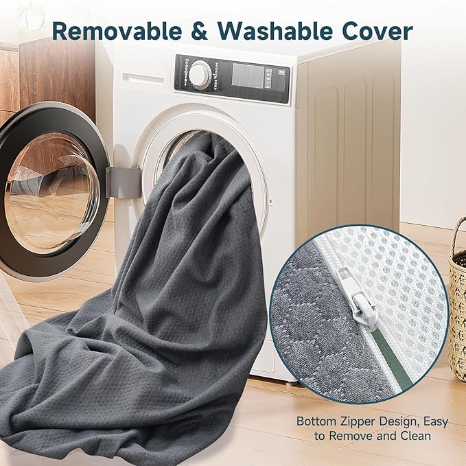 3 Inch King Size Memory Foam Mattress Topper, Cooling Gel Bed Topper with Premium Removable Skin-Friendly Non-Slip Cover, High Density Ventilated Mattress Pad CertiPUR-US & Oeko-Tex Certified, Grey