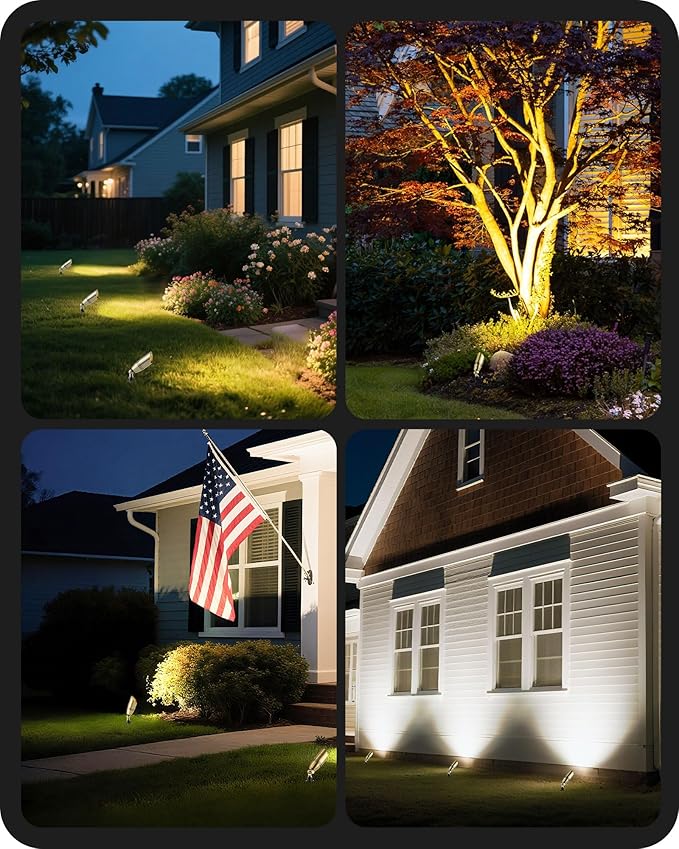 EDISHINE Solid Brass Outdoor Landscape Spotlights, 3CCT MR16 Bulb Included, 12V LED Low Voltage Landscape Lighting, Bronze Heavy Duty Waterproof Spot Lights for Yard Garden Lawn Tree, 2 Pack