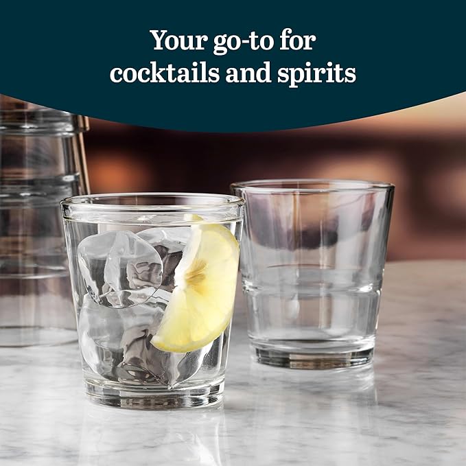 Libbey 15790 Restaurant Basics Stacking 9 oz Pint Glasses Set of 12, All Purpose Heavy Duty Glasses, Durable and Dishwasher-Safe Glass Drinkware