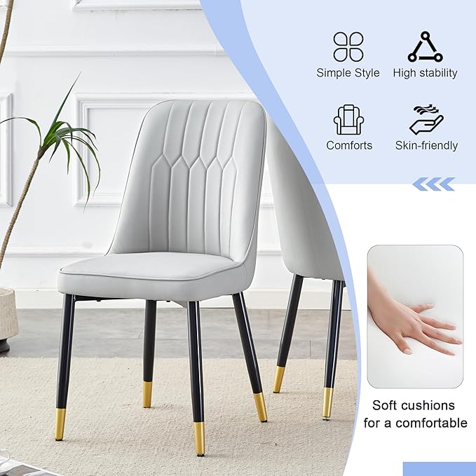 45 Inch Round Dining Table Set for 4, 5 Piece Kitchen Table and Chairs Set, White Faux Marble Table Top, Small Space Dining Set for Apartment or Dining Room