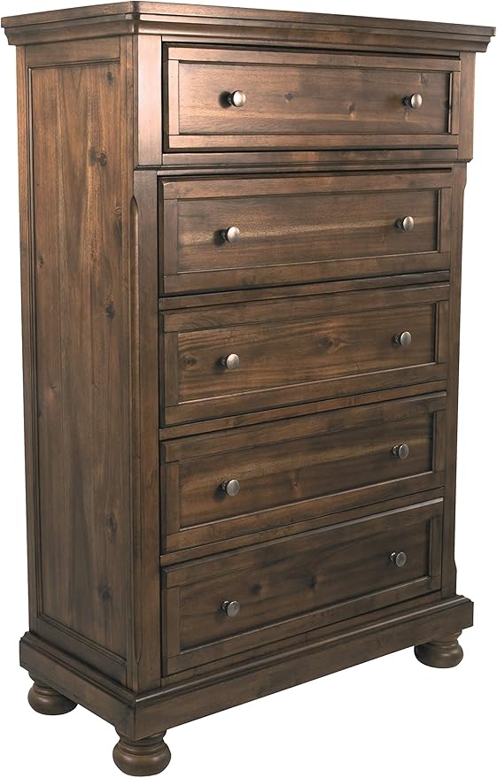 Signature Design by Ashley Flynnter Traditional 5 Drawer Chest, Medium Brown