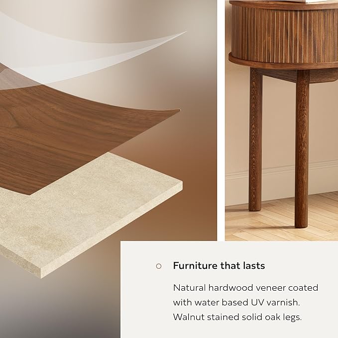 WERMO 51'' Small Wood Writing Desk and Makeup Vanity Desk with Storage and Sliding Doors - Narrow Computer and Work Table for Home Office, Modern Vanity, Brown Dressing Table for Bedroom (Walnut)