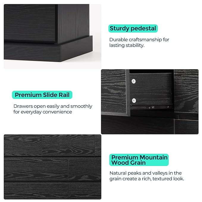 LINSY HOME 10 Drawer Dresser for Bedroom, 53" Wide Chest of Deep Drawers, Modern Farmhouse TV Stand Dressers with Storage, Large Drawer Organizer for Bedroom, Living Room, Handless Design, Black