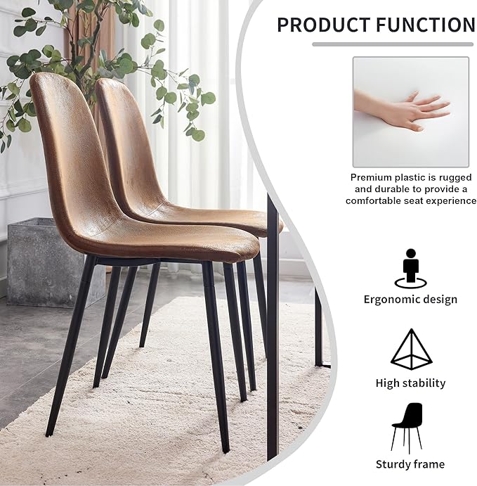 Round Dining Table Set for 4, Round Kitchen Table and Chairs Set for 4,Modern 42" Wood Dining Room Table Set & PU Leather Chairs for Small Space Kitchen Apartment Office