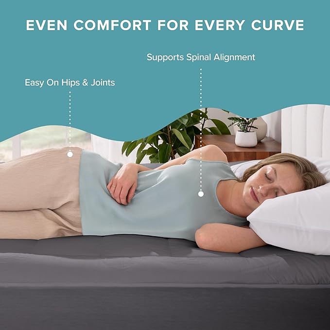 Bare Home Queen Mattress Topper Cotton Top - Plush Topper for Mattress - Fitted Mattress Cover - Cooling Breathable Air Flow - 8" to 21" Deep Pocket - Soft Mattress Pad (Queen, Grey)