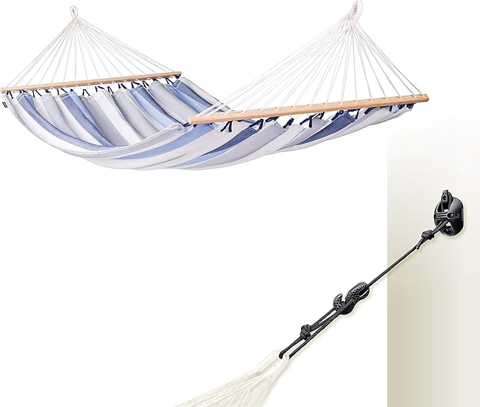 LA Siesta® Alisio Hammock with Spreader Bar & CasaMount, Suspension Kit for Walls Ceilings & Square Beams - Weatherproof Outdoor Hammock - 2 Person Hammock Bed Double Hammock - Max 355 Lbs, Sea Salt