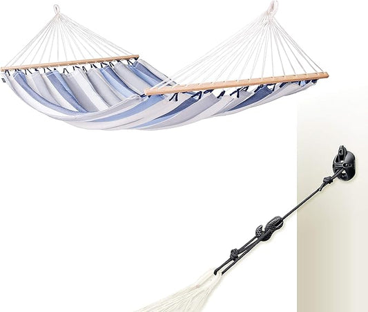 LA Siesta® Alisio Hammock with Spreader Bar & CasaMount, Suspension Kit for Walls Ceilings & Square Beams - Weatherproof Outdoor Hammock - 2 Person Hammock Bed Double Hammock - Max 355 Lbs, Sea Salt