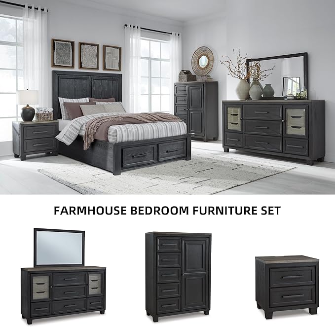 Signature Design by Ashley Foyland Contemporary Door Chest with Felt-Lined Top Drawer, Black