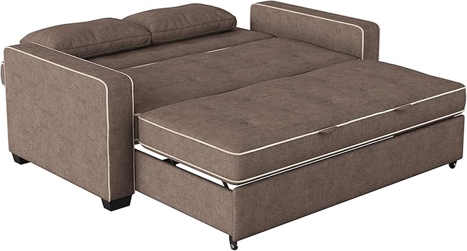 Serta Ainsley Loveseat with Pull Out Sleeper Microfiber Java Queen
