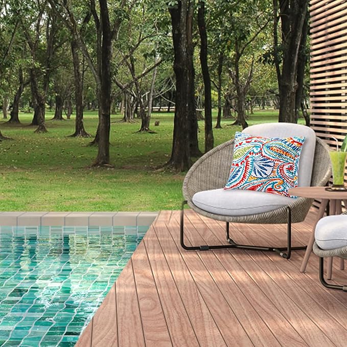 JMGBird Outdoor Pillows Waterproof Set of 2 Outdoor Throw Pillows with Insert Included 18×18 Inch Outdoor Pillow for Patio Furniture