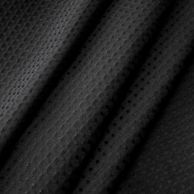 River Dream Heavyweight No Hooks Required Dotted Waffle Weave Shower Curtain with Snap in Liner - 71W x 80H,Hotel Grade,Spa Like Bath Curtain,Graphite Black