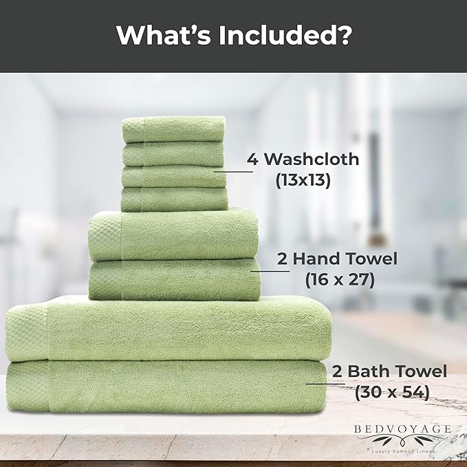 BedVoyage Luxury Bath Towels Set of 8 - Ultra Soft Plush Bathroom Towel Set - Highly Absorbent Viscose from Bamboo Bath Towels Ultra Soft - Spa Towel for Body - White