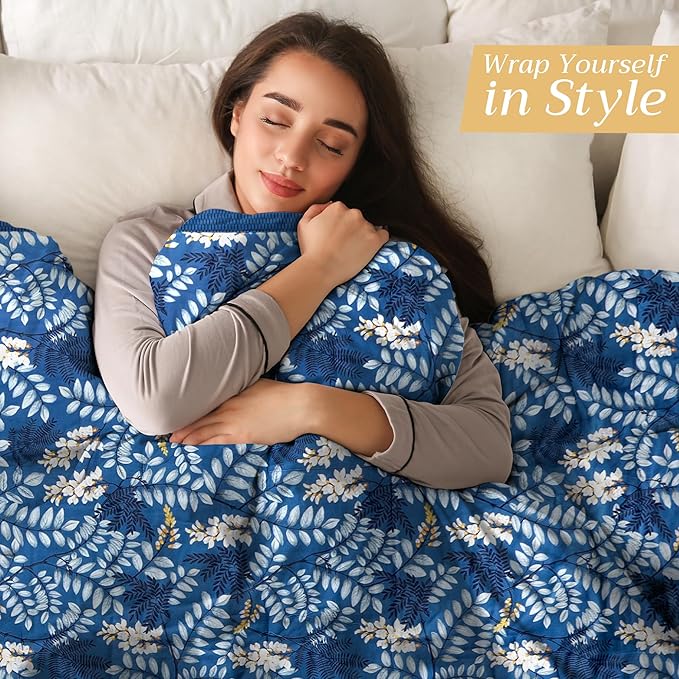 Maison d' Hermine Throw Blanket for Couch Lightweight Soft Warm Breathable Cotton Throw Blankets for Bed Girls Boys Women Men Gifts Sofa Travel Living Room Chair Bedding (60"x80", Feuillage)