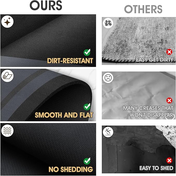 Ultra Thin Bath Mats Fit Under Door, Upgrade Backing Non Slip Bath Mat, Quick Dry Ultra Absorbent Bath Mat, Machine Washable Bathroom Rugs for Bathroom Floor, Bathtub, Kitchen, Black, 36"x24"