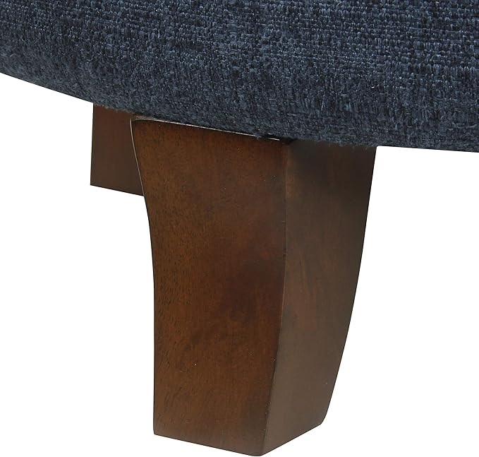 HomePop Home Decor | Upholstered Round Velvet Tufted Foot Rest Ottoman | Ottoman with Storage for Living Room & Bedroom | Decorative Home Furniture, Indigo Small