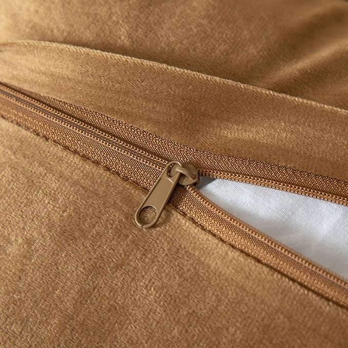 Yaertun Pack of 2 Chenille Textured Decorative Throw Pillow Covers Accent Solid Cushion Cover Soft Cozy Pillow Case with Velvet Back for Couch Sofa Bed Living Room 18x18 Inch Light Brown