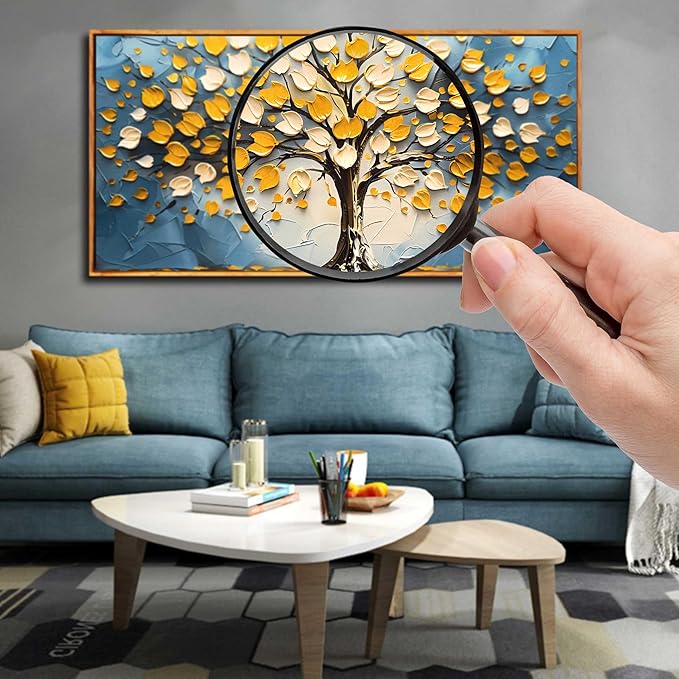 Abstract Tree Wall Decor - Large Canvas Wall Art Living Room with Wooden Framed Ready to Hang Size 29" x 59"