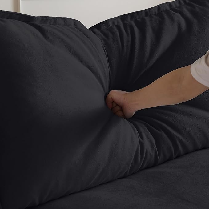 JACH U Shape Sectional Couches for Living Room, 6-Seat Modern Comfy Couch, Convertible Sectional Sofa, Sectional Sofas with Chaise Ottomans for Living Room Bedroom Office Apartment (Black)