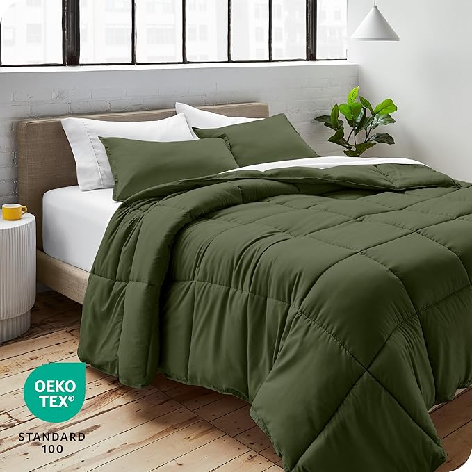 Bare Home Comforter Set - Oversized King Size - Ultra-Soft - Goose Down Alternative - Premium 1800 Series - All Season Warmth (Oversized King, Cypress)