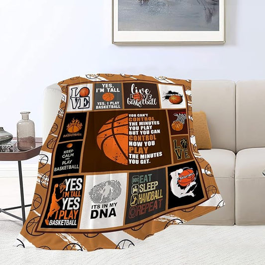 Basketball Blanket Basketball Decor Throw Blankets Cozy Fleece Flannel Blanket Soft Warm Plush Lightweight Bedding Basketball Stuff Gifts for Boys Girls Men Women Teens for Couch Sofa Bed 50"X60"