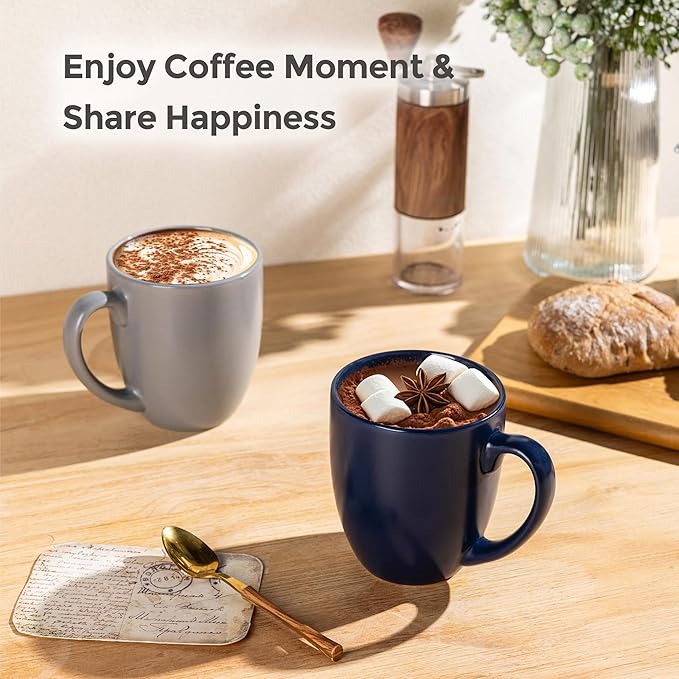 GBHOME 12oz Coffee Mugs Set of 6, Large Ceramic Coffee Mugs for Man, Woman, Dad, Mom, Modern Coffee Mugs Set with handle for Tea/Latte/Cappuccino/Milk/Cocoa. Dishwasher&Microwave Safe,Multi-Color