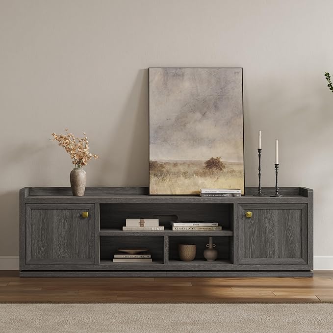 SICOTAS TV Stand Entertainment Center - 67" TV Console for Living Room Modern TV Stand for Bedroom, Media Console with Shelf and Cabinet, Entertainment Stand for TVs up to 65 75 Inch(Dark Grey Oak)